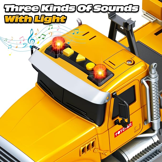 Bstoyder Kids Toys for 3 4 5 6 7 8 Years Old Boys, 15" Excavator Truck Toy with Lights, Sounds, Toddler Friction Powered Truck Vehicle Toy for Boys Girls Birthday Gifts