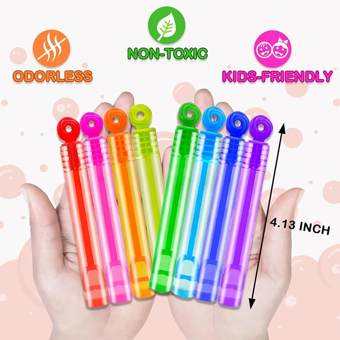Bulk Neon Mini Bubbles Party Favors for Kids 100 Pack, Small Non Candy Treat Goodie Bag Stuffer Toys Gifts Bulk for Toddler, End of Year School Classroom Carnival Prize for Fourth of July Parade Throw