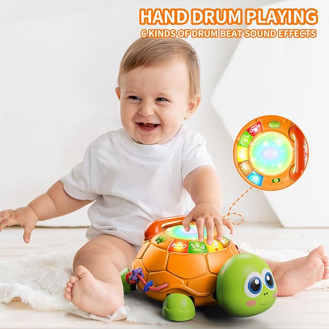 Letapapa Baby Toys 6 to 12 Months, Musical Turtle Baby Toys for 12-18 Months, Crawling Toy with Light & Sound, Educational Toy Birthday Gift for Baby Infant 3-6 7 8 9 10 Months 1 Year Old Toddlers
