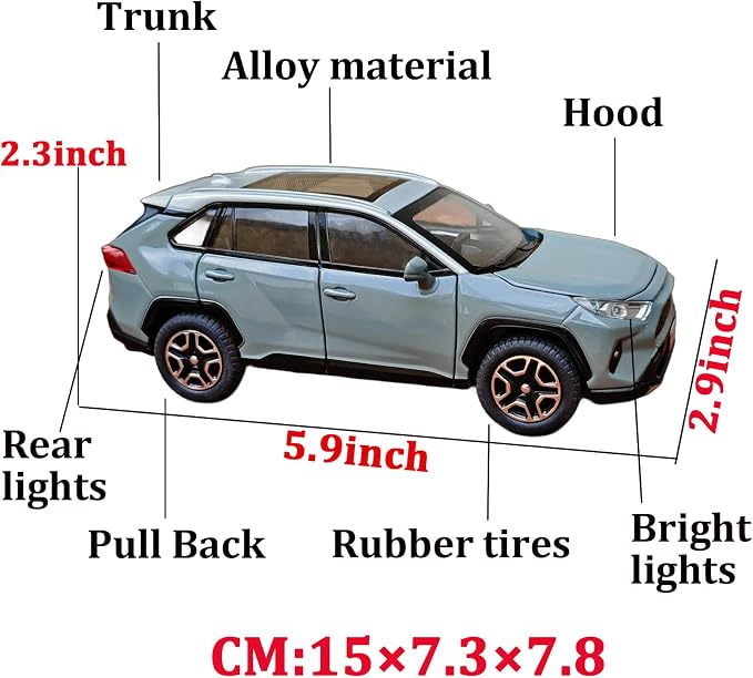 Toy Car Model Cars Pull Back Toys diecast Cars 1/32 Metal Collect car with Light and Sound Pull Back for Boys Children Age 3 + Year Old Festival Gift(Green)