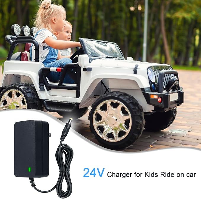 24V Battery Charger for Ride on Toys,24V Charger for Ride on Car Best Choice Products SUV Powered Accessories,24 Volt Kids Battery Charger with Charging Indicator Light for Baby Carriage Ride Toy