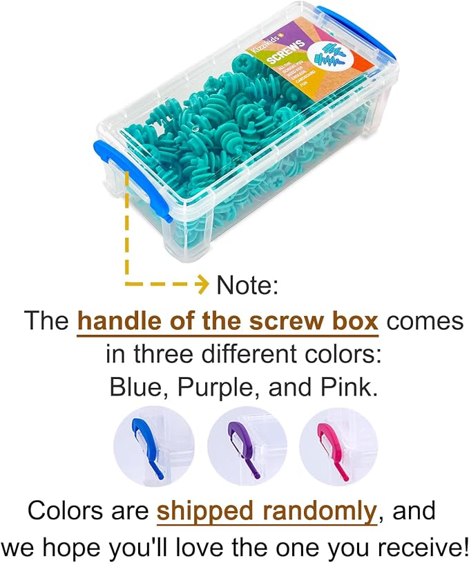 Kizzikids Screws Kit Top-up 180 Piece, Cardboard Construction Tools, STEM Educational Toys for at-Home Play + Classroom Learning, Mix Kit for Boys and Girls Aged 5+ (Blue)