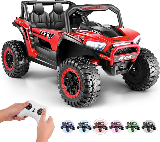 Hikole 24V Battery Power Operated Car, Ride on Toys w/Parent Remote, Off-Road Kids UTV 2 Seats, Ride Car for Kids Ages 4-8 to Drive, High/Slow Speed, Music Player, Bluetooth/USB, Red