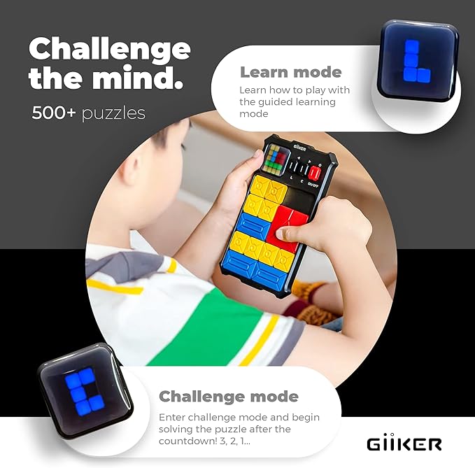GiiKER Super Slide Puzzle Games, Original 500+ Challenges Brain Teaser Puzzle, Toys for Kids Teens, Travel Games Birthday Gifts STEM Toys for Ages 6+ Boys Girls, Activities for Road Trips