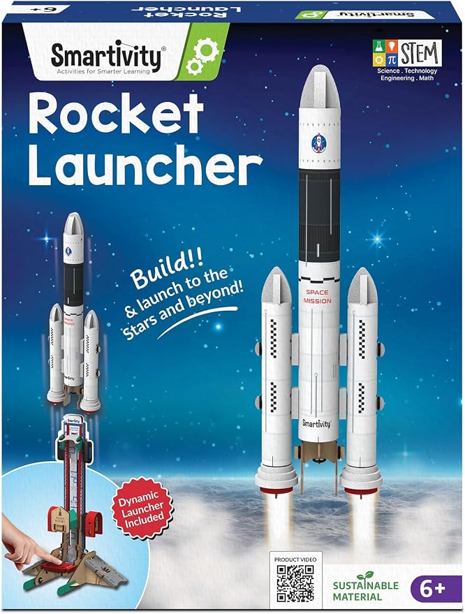 Smartivity DIY Rocket Launcher STEM Kit for Kids | 2025 Parents Choice Award Winner | Build Your Own Rocket & Launch it 10 Feet | Science Toy | Gift for Boys & Girls 6 7 8 9 10 11 12 Years Old
