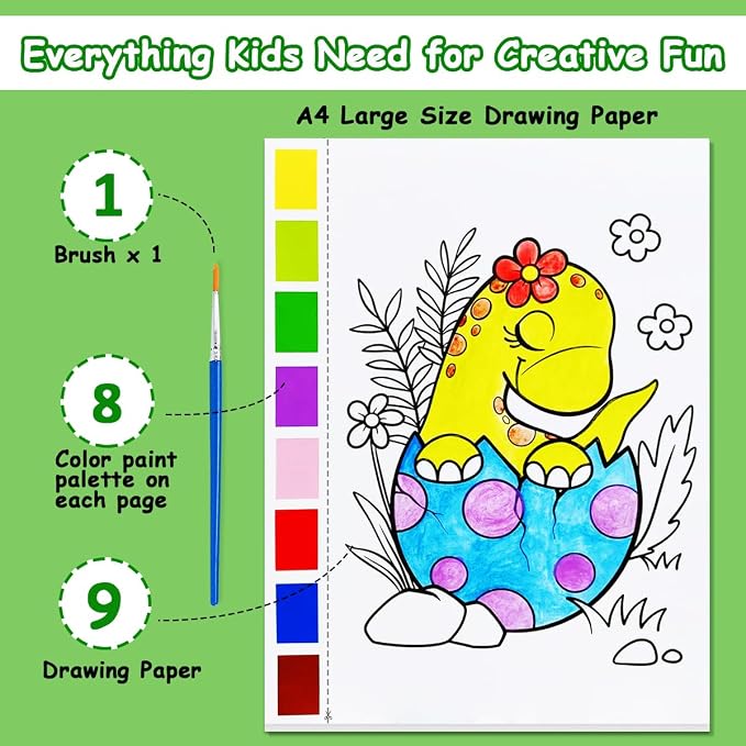 Watercolor Coloring Book for Kids, Paint with Water- Magic Paint Set Water Painting Book for Toddlers- Arts and Crafts Kit for Girls Boys Travel Activities -Stocking Stuffers for Kids