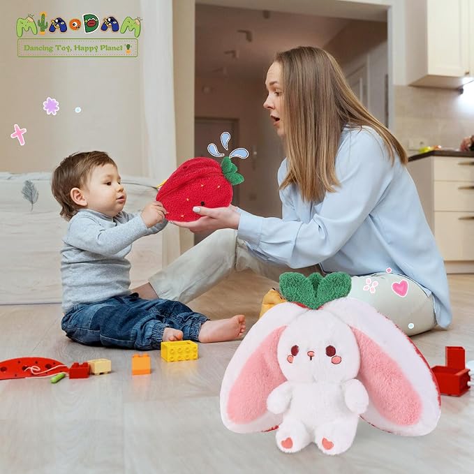 MIAODAM Easter Strawberry Bunny Plush Toy,Christmas Cute Soft Huggable Stuffed Animal for Kids & Collectors, Birthday Present & Nursery Decor 7inch