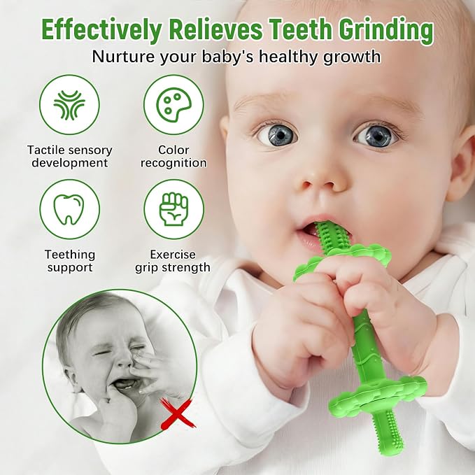 4 Pack Teething Toys for Babies 0-3 3-6 Months – Anti-Choking Design,Teething Relief for Infant Straws Sticks 6-24 Months, Baby Toddlers Silicone teether Tubes