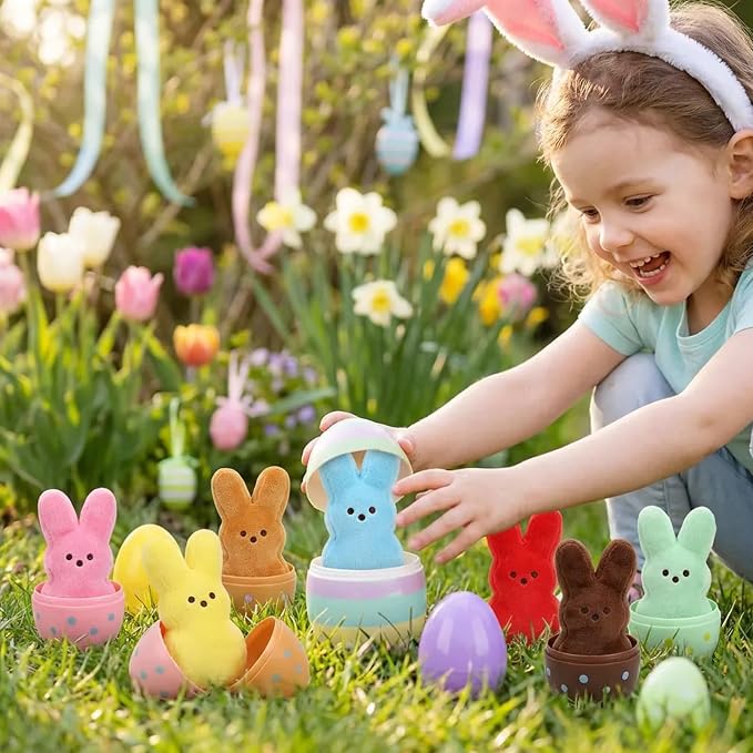 24PCS Easter Stuffed Bunny Plush Toys,Easter Bunny Bulk Stuffed Animals Plushie,Easter Basket Stuffers Egg Fillers