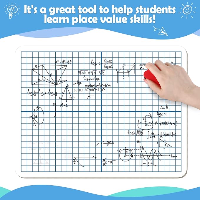 Dry Erase XY Axis Graph Whiteboard,9" x 12" Interactive Learning Coordinate Grid Double-Sided Dry Erase Board,Math Manipulatives White Board for Students,Classroom and Home,Small White Board Dry Erase