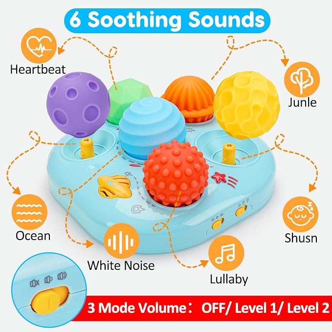 Tsomtto Baby Toys 6-12 Months, Interactive Bright Color Textured Multi Sensory Balls with Sound Effects for Toddlers 1-3, Musical Light Up Montessori Toys 1 Year Old 4 5 6 7 8 9 10 Month Old Boy Girl