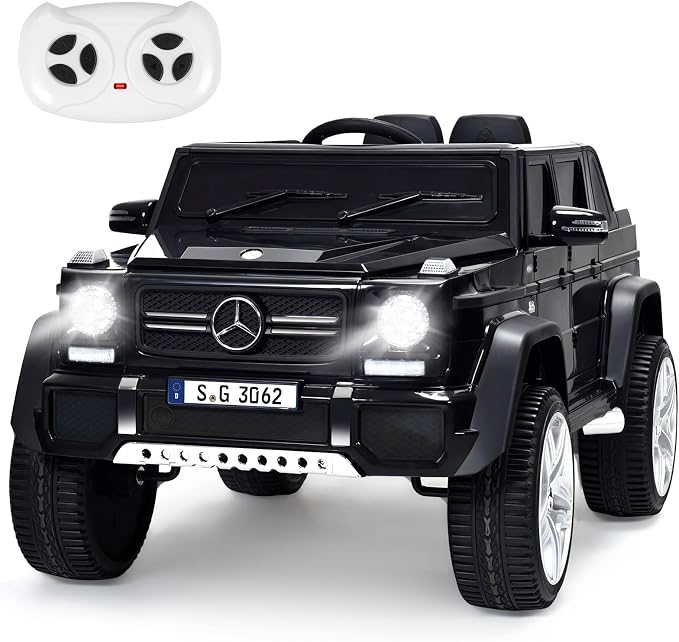Costzon Ride on Car, Licensed Mercedes-Benz Maybach, 12V Battery Powered Vehicle Toy w/ 2 Motors, Remote Control, 3 Speeds, Lights, Horn, Music, Aux, Storage, Truck, Electric Car for Kids (Black)