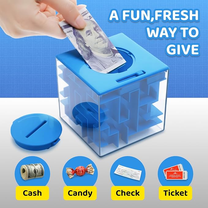2 Packs Money Maze Puzzle Boxes, Money Gift Boxes for Cash Pop Up, Money Puzzle Box for Cash Gift Kids Adults