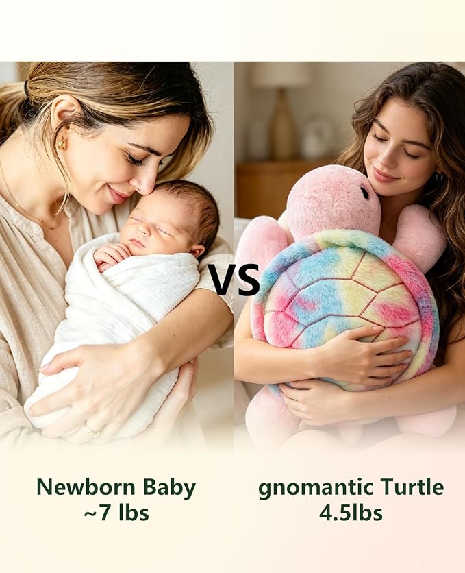 gnomantic Turtle Weighted Stuffed Animals - 22 Inch 4.5 Pounds Weighted Plushies Sea Turtle Stuffed Animal - Big Tortoise Plush - Cute Plush Toys Gifts for Kids & Adults (Rainbow)