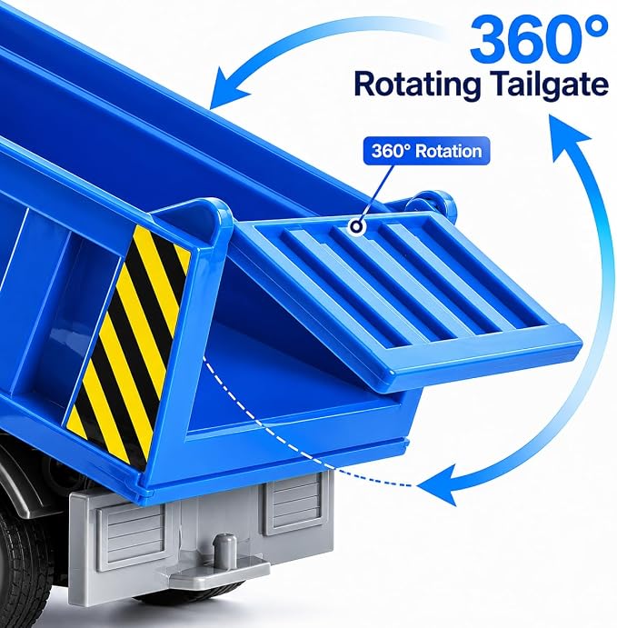 14" Blue Large Dump Truck Toy,Construction Trucks for Boys Girls 3 4 5 6 7 8 Years Old with Lights & Sounds,Holiday and Birthday Gift
