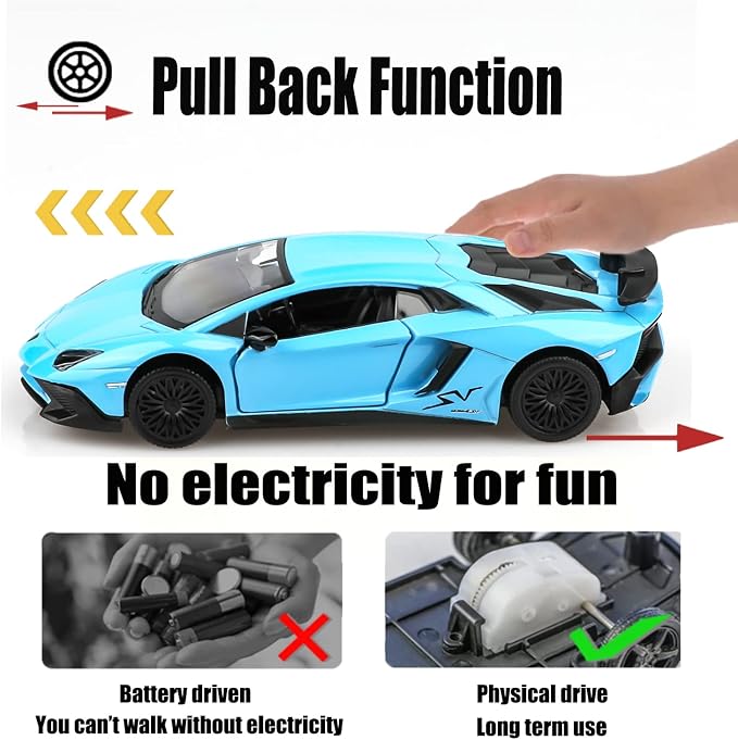 TOKAXI 1/36 Scale LP750-4 SV Diecast Car Models,Pull Back Vehicles Toy Cars,Cars Gifts for Boys Girls