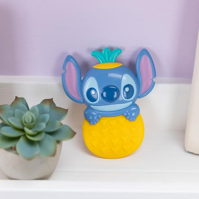 Disney Baby Stitch Tropical Teethe Rattle & Teether by Bright Starts, Pineapple Shaped Activity Teether Toy for Newborns and Up