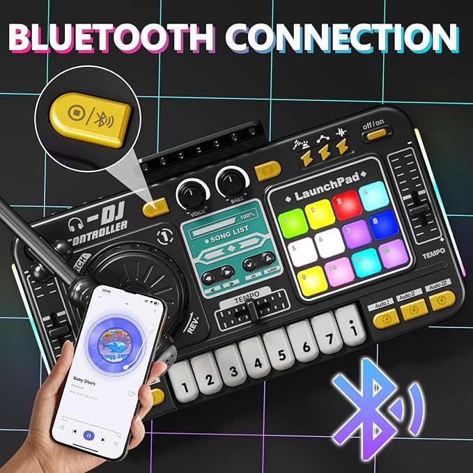 Tsomtto Kids DJ Mixer Controller Table Musical Toy for Kids, Birthday Gift Toys for 4 5 6 7 Year Old Boy Girl