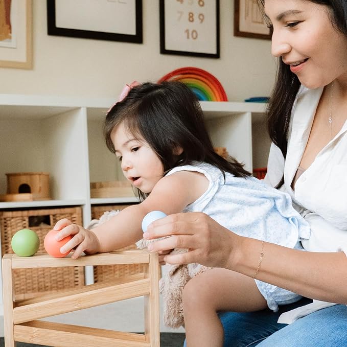 Small Montessori Ball Tracker Wooden Ball Drop - Wood Toys for 3 Year Old - Educational Toy for Baby and Toddler - Ramp Maze Run Track