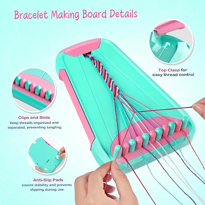 CEUCAL Bracelet Making Kit for Girls - Friendship Bracelet Kit - Birthday Gifts for Ages 6 7 8 9 10 11 12 Year Old, Arts and Crafts for Kids Ages 8-12 Teen Bracelets DIY Maker Light Blue