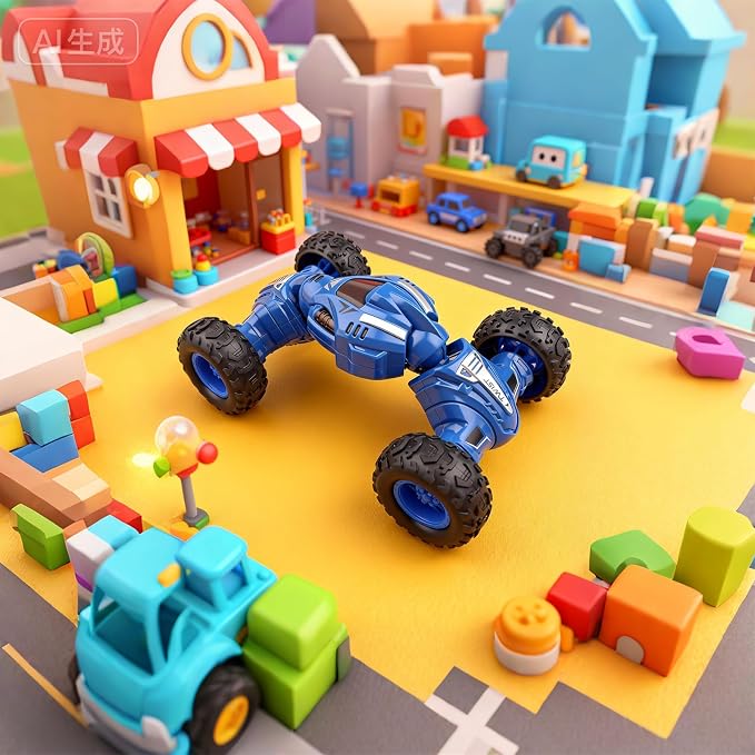 Friction Powered Toy Car for Kids, Press and Go Off-Road Push Car, Durable Shock-Resistant Vehicle, No Batteries Required, Toy Car for Boys & Girls Ages 3 （Blue）