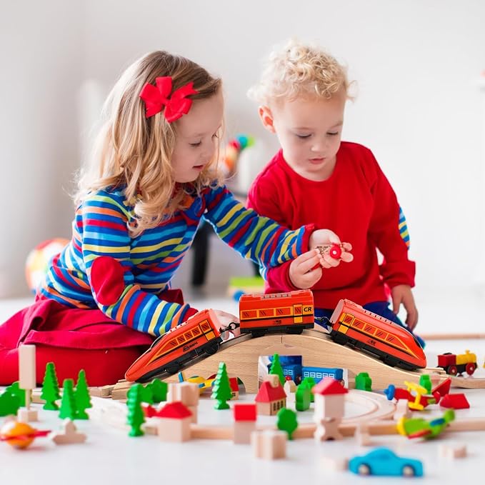 Mototo 1 Pack Wooden Train Track Bridge Wooden Train Accessories Wood Track Bridge Wood Railroad Pieces Expansion Set Collection Addition to Most Railway for Operation Christmas Shoebox Birthday Gift