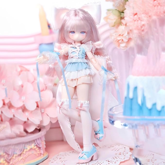 BJD Dolls 1/8 BJD Doll 9" Ball Jointed Doll Dress Up Dolls Collectible Figures Collection Gift Toys for Party Birthday Ages 15 and Up PVC & ABS Costume Included Collectible Figure, Late Spring