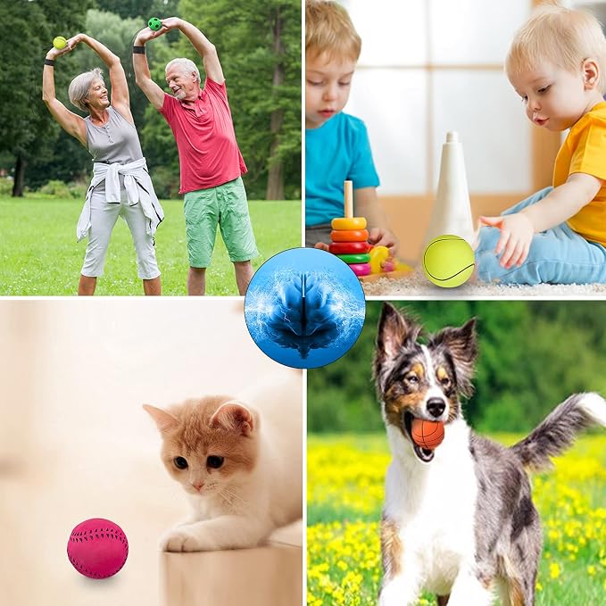 ZUYEE 4/8/16 Pack 2.36 Inch Wrist Return Wristband Ball Rubber Rebound Bouncy Sport Ball (Basketball, Baseball, Soccer,Tennis) on Elastic String Wrist Exercise or Play,Gift Toy for Kids Teens Adults