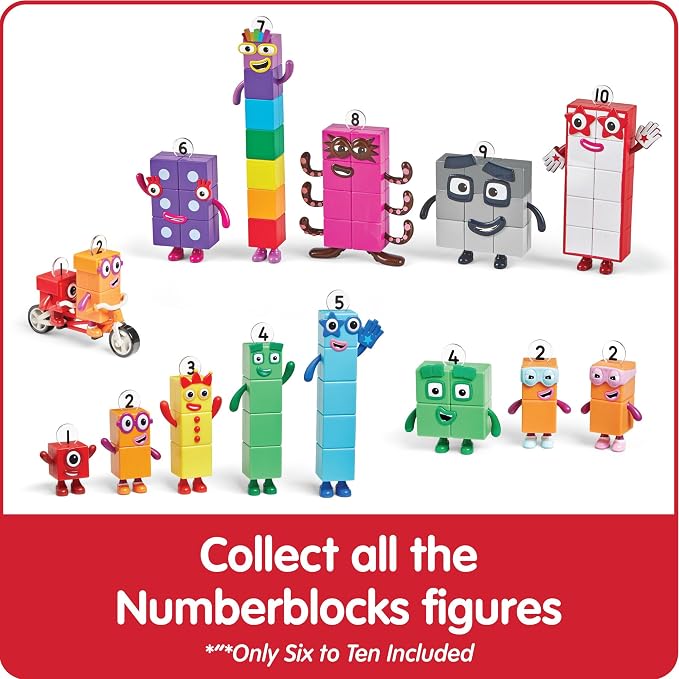 hand2mind Numberblocks Friends Six to Ten Figures – Official Licensed Character Action Figure Set, Numbers and Counting Figurines, Pretend Play Toys, for Kids Ages 3, 4, 5, 6, 7