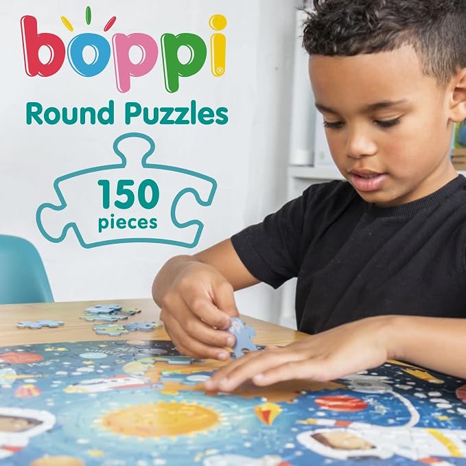 boppi Round 150 Piece Jigsaw for Kids Aged 5-8 | Educational Animals Around the World Puzzle with Continents & Animal Habitats | Eco-Friendly Recycled Cardboard