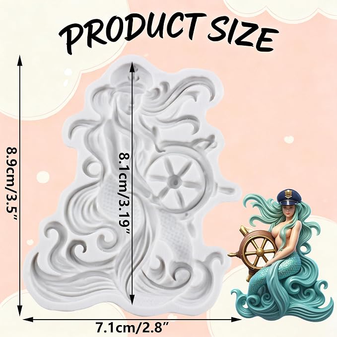 Mermaid Silicone Molds Mermaid Polymer Clay Mold for DIY Crafts Epoxy Resin Casting Air Dry Polymer Clay Plaster Jewelry Making