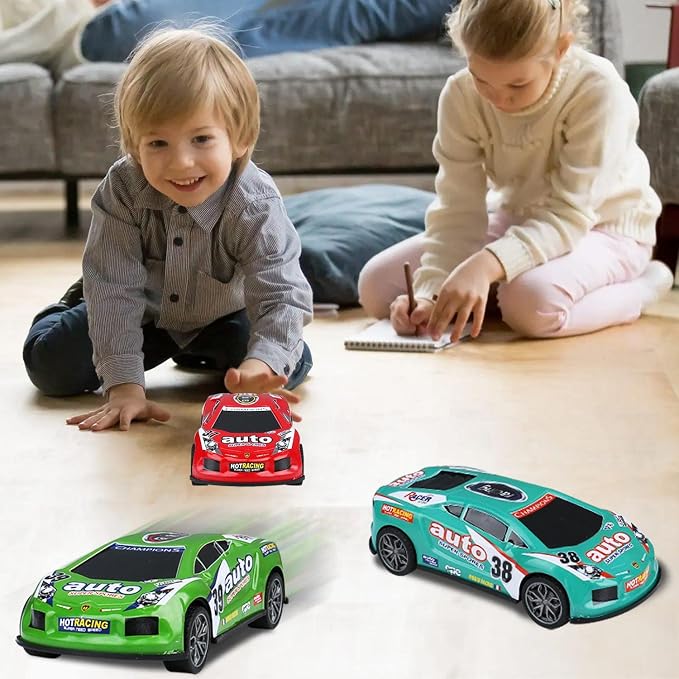 ZOHANINDL 7 inch Friction Power Car Toys Set, Push and Go Pull Back Trucks Wind up Race Car 3 Pack Suitable for Toddlers 3 4 5 6 7 Year Old Kids Toys for Boys and Girls Birthday Party
