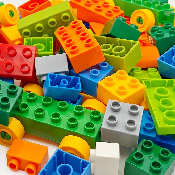 ZHX 93 PCS Classic Creative Building Blocks for Toddlers 3-5, Large Bricks with Train and Stickers, STEM Educational Preschool Toys Compatible with Major Brands with Gift Box
