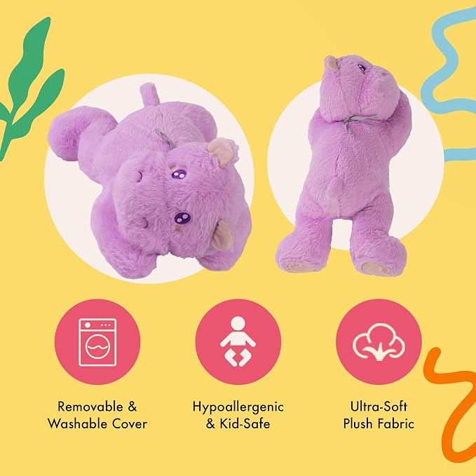 Lilly's Love Heatable & Coolable Lavender Scented Weighted Stuffed Animal - Microwavable Heatable Pad for Kids & Adults - Machine Washable Plushie - Calming Stuffed Animal for Anxiety - Hippo