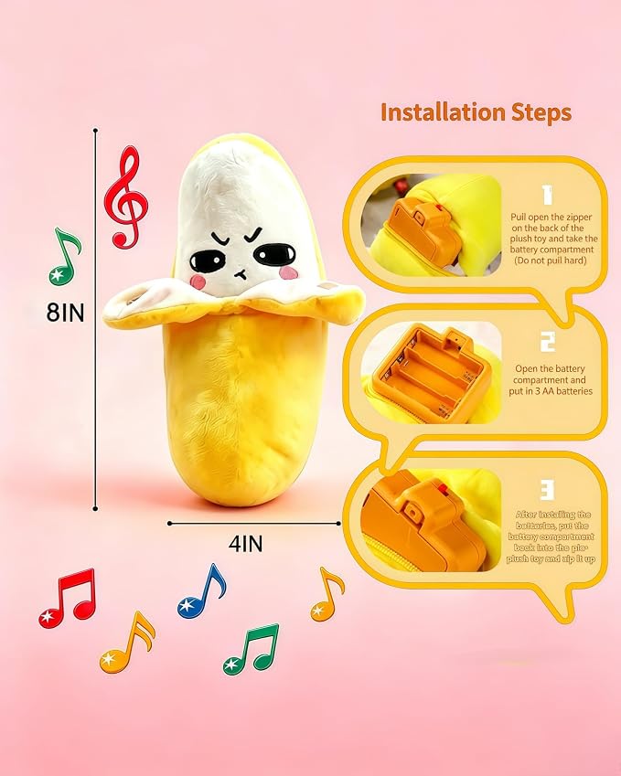 Baby Musical Sensory Toy,nteractive Musical Plush Toy with Sounds，Sensory Activity Learning Educational Kid Toy,Fun Christmas and Birthday Gifts Suitable for Multiplayer interaction (Yellow Banana)