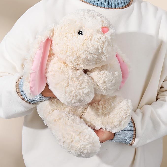 Large Weighted Rabbit Stuffed Animal 27.5" 5Lbs, Sturdy and Fluffy Beige Rabbit Plush Toy for Adutls Cuddle, Cute Plushy Hugging Pillow Toy for Adutls