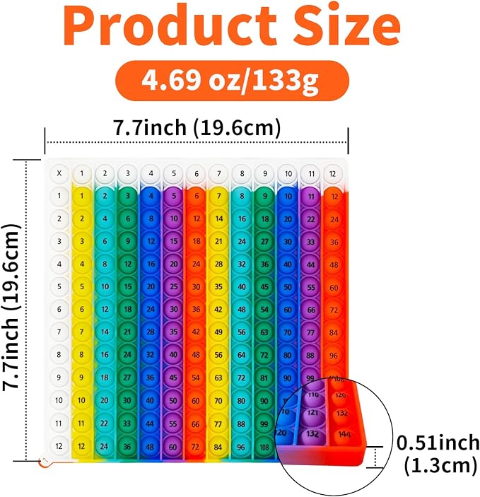 12X12 Multiplication Chart Math Enlightenment Toys,Developed and Designed by Educators to Make Children More Relaxed and Fun in The Learning Process