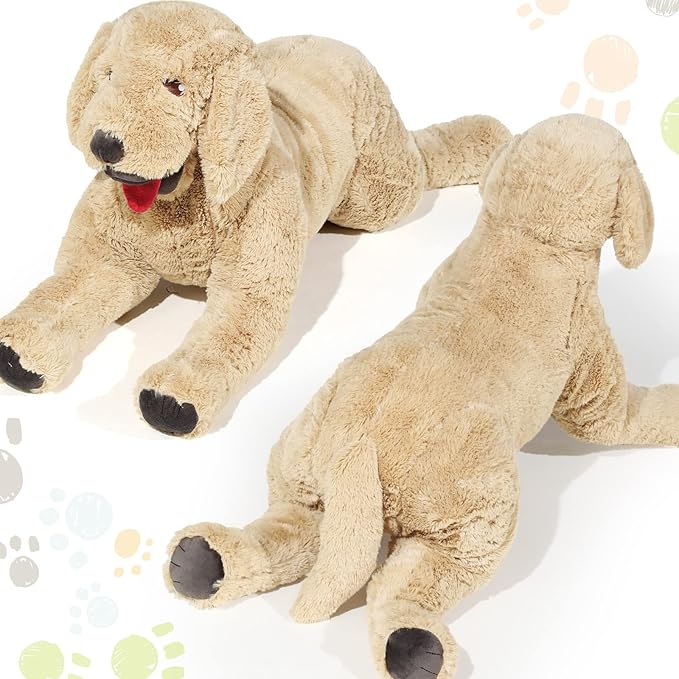 Geosar 39.4" Dog Stuffed Animals Plush, Soft Cuddly Golden Retriever Plush Toys, Large Stuffed Dog Hugging Pillow Gifts for Valentines Kids Girls Boys Birthday