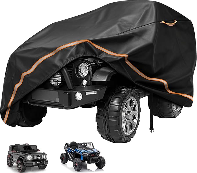 Ride-On Toy Car Cover for Toddler Electric Vehicles, 52" x 28" x 24" | Water Resistant, Reflective Strips, Windproof Design, All-weather Protection