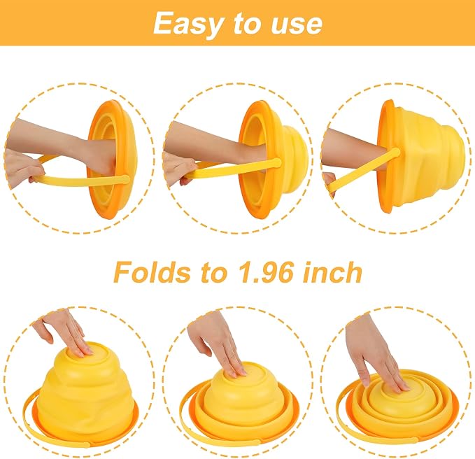 Beach Sand Toys Set for Kids, Silicone Collapsible Foldable Beach Bucket Travel Beach Toys for Summer Outdoor Camping and Fishing Tub with Sand Molds Shovels Rakes for Toddlers Boys Girls 2.5L 3PCS