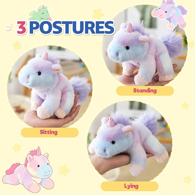 PEACH CAT Unicorn Stuffed Animal Cute Plushies Small Plush Toys Birthday Gifts for Girls Boys Kids Purple