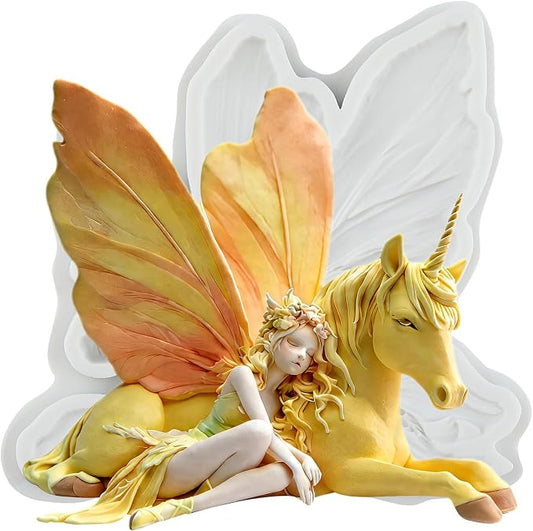 Flower Fairy Unicorns Polymer Clay Mold Angel Unicorns Silicone Molds for DIY Craft Epoxy Resin Casting Polymer Clay Tools Crafts Air Dry Jewelry Making
