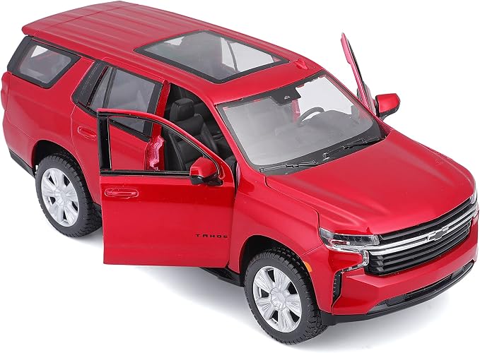 Maisto M31533 Chevy Tahoe 1/24 Red Plastic Miniature Vehicle for Children from 3 Years Old Ideal for Stimulating the Imagination and Creativity of Little Ones.