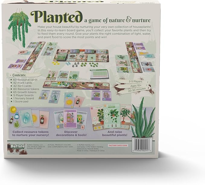 Buffalo Games Planted Strategy Board Game - 2-5 Players, Ages 10+ - Grow 42 Unique Houseplants & Manage Resources in Strategy Games - Family Board Game Night
