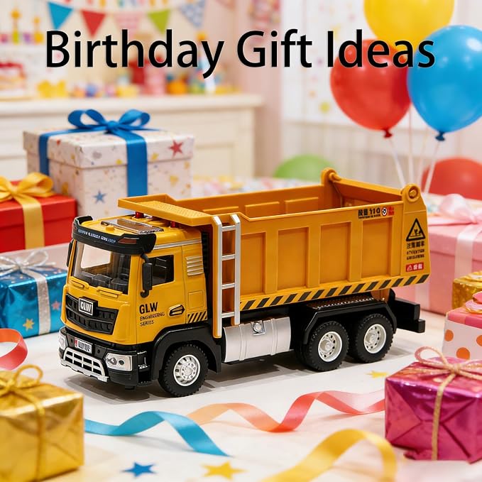 Construction Trucks Toy 1:40 Semi-Alloy Simulation Model Lights & Sounds Educational Engineering Vehicle for Kids Dump Truck