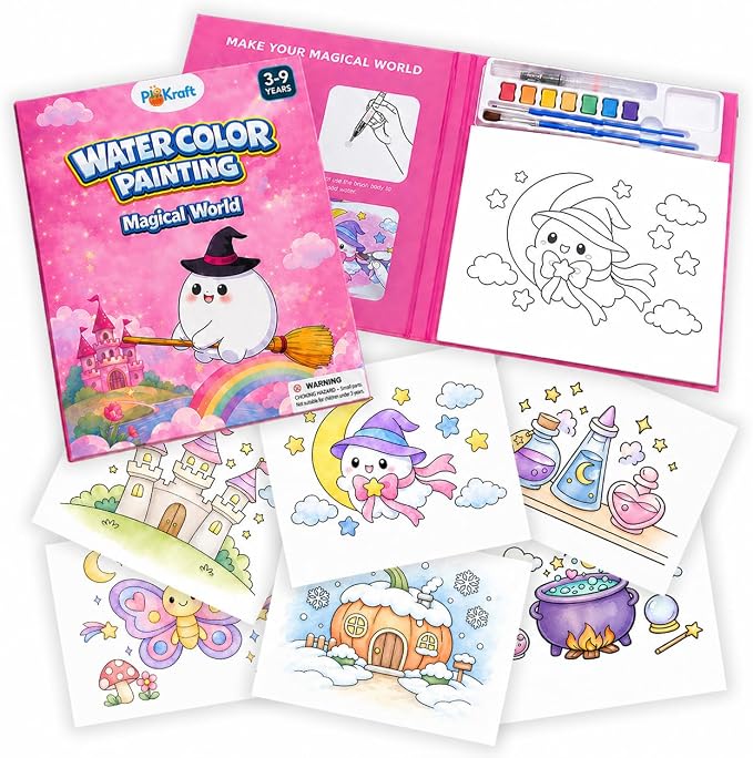 Magical World Water Coloring Book for Kids, Easy to Use Washable Craft Activity for Ages 3-9, Multicolor Designs for Creative Fun, Ideal Gift for Children