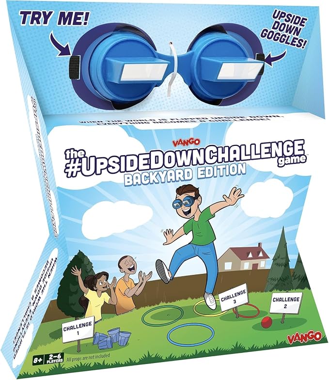Vango The Original UpsideDownChallenge Game Backyard Edition for Kids & Family - Complete Fun Outdoor Challenges with Upside Down Goggles - for Game Night and Lawn Parties - Ages 8+