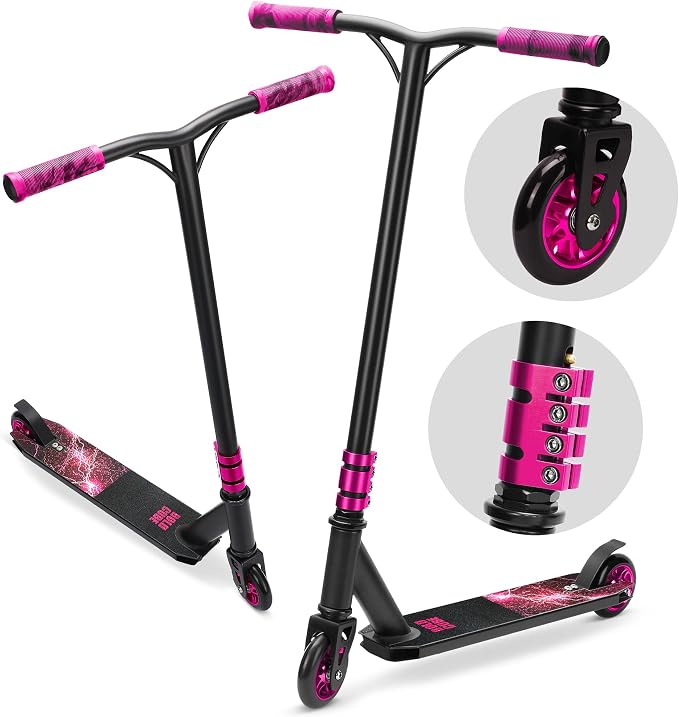 BOLDCUBE Deluxe Stunt Scooter for Boys and Girls Ages 8-12 Years | Anodized Finish | 4 Bolt Clamp | Marbled Grips | 7+ yrs
