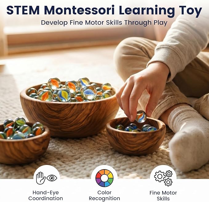 POPLAY 61PCS Marbles Games for Kids, with Gift Box for Marbles Run Games, Classroom Crafts Supplies Kit
