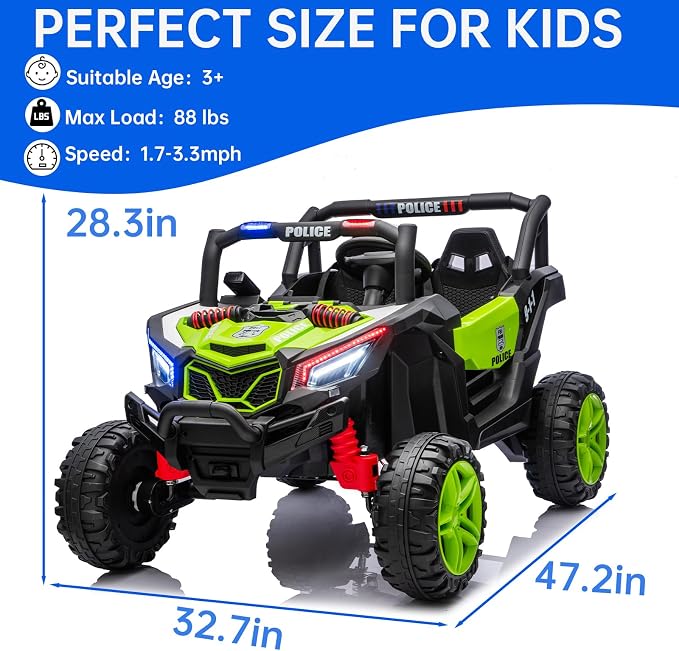 4WD UTV 24V Ride On Toys for Big Kids Ride On 2 Seater Ride On Toys Kids | 2 Seater Ride On Car for Kids Side-by-Side UTV Electric Cars for Kids Electric Ride Car Ride On Toys for Kids 4-8